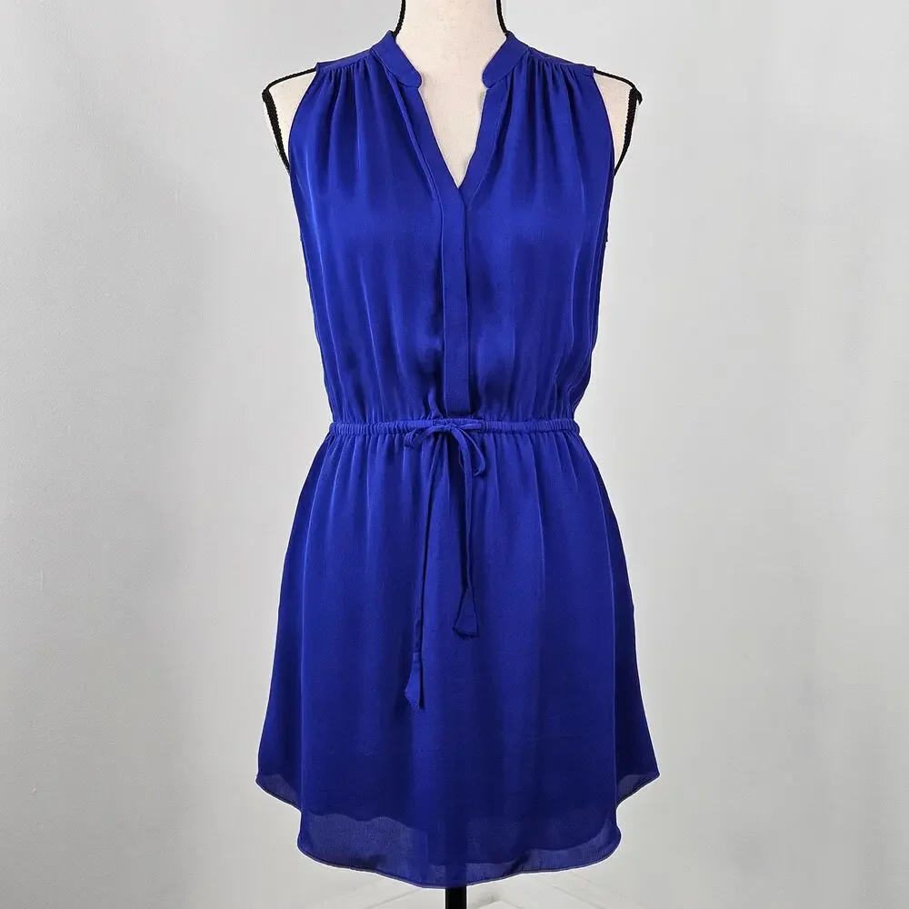 Aritzia Babaton Blue Silk Mini Dress Sleeveless With‎ Pockets | Women's Small